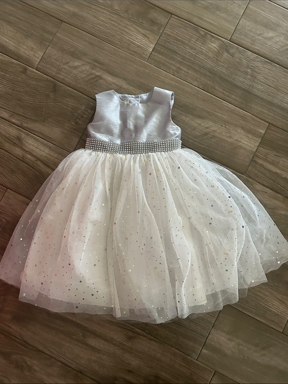 marmellata Silver and White Sparkle Tulle Party Dress